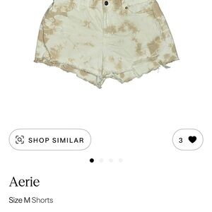 aerie Tie-Dye High-Rise Denim Shorts in Cream and Beige